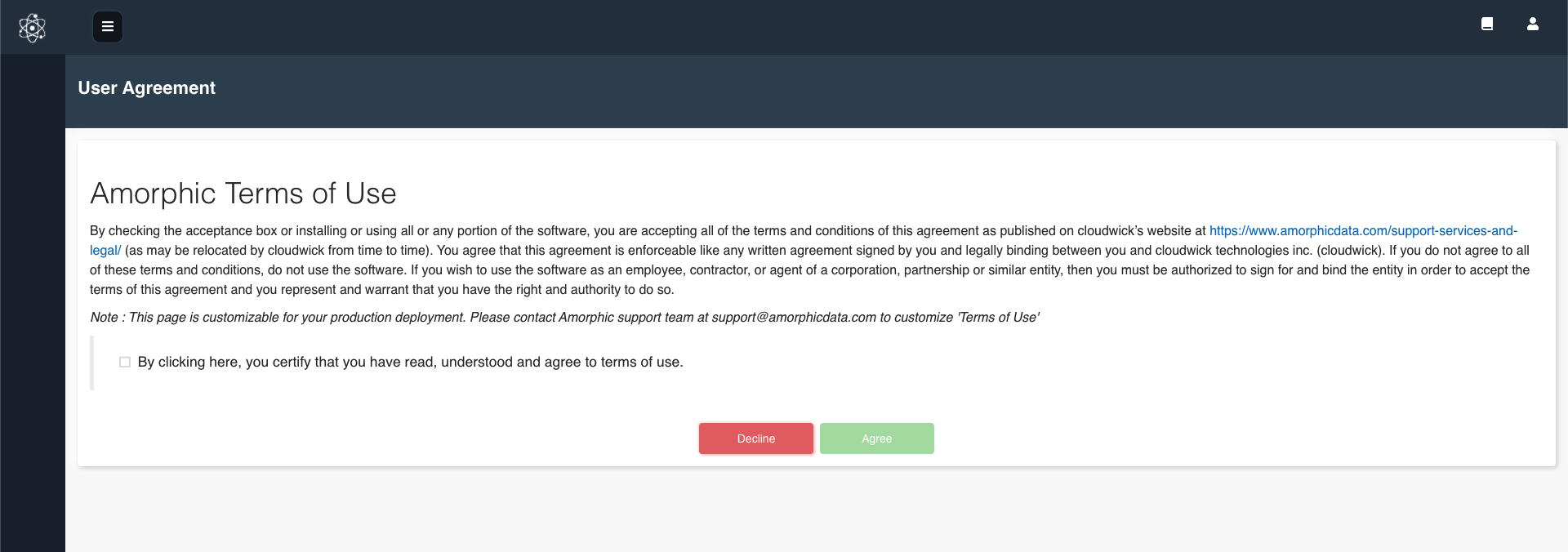 User Agreement upon login