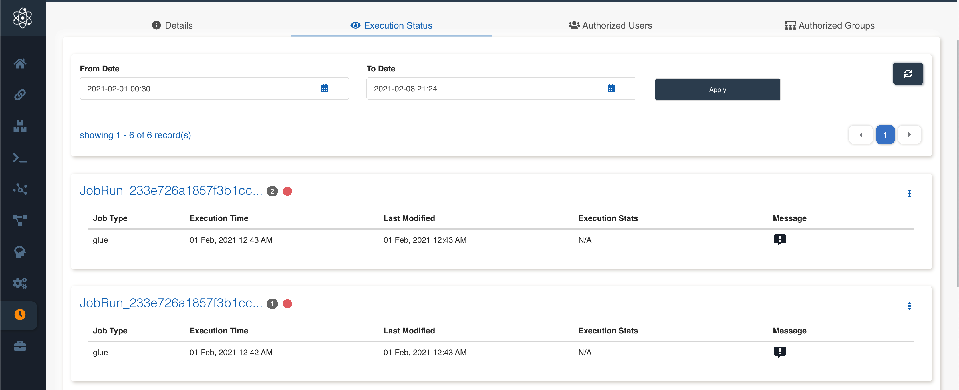 Schedule execution retry attempts