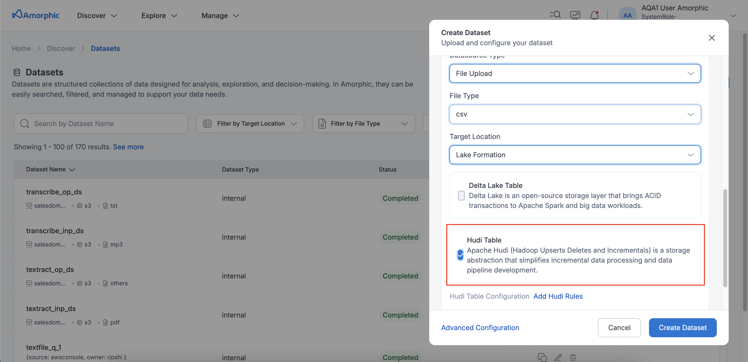 Create Hudi Dataset