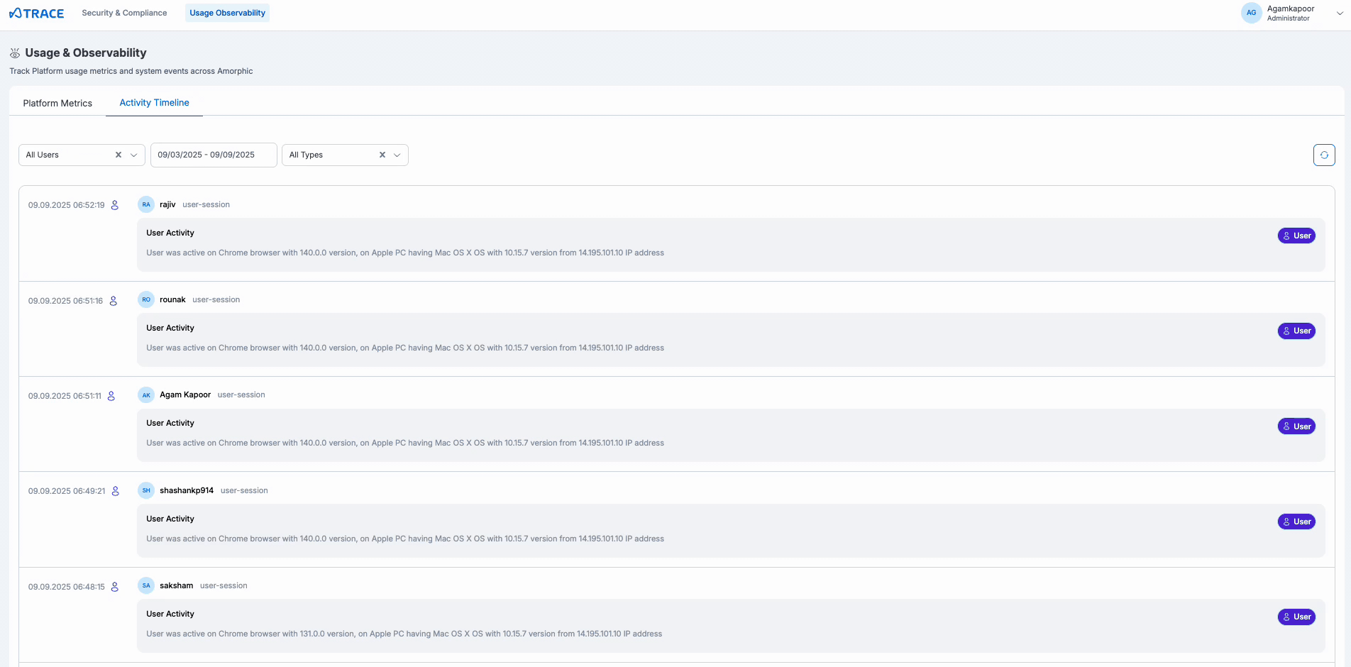 Activity Timeline Interface