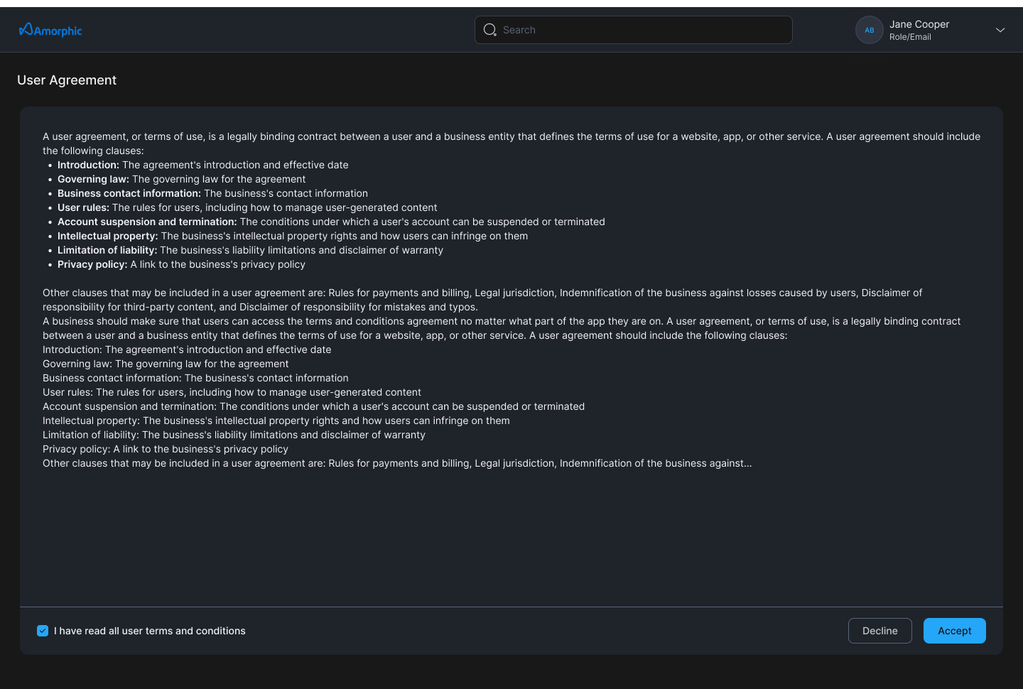 Accept User Agreement