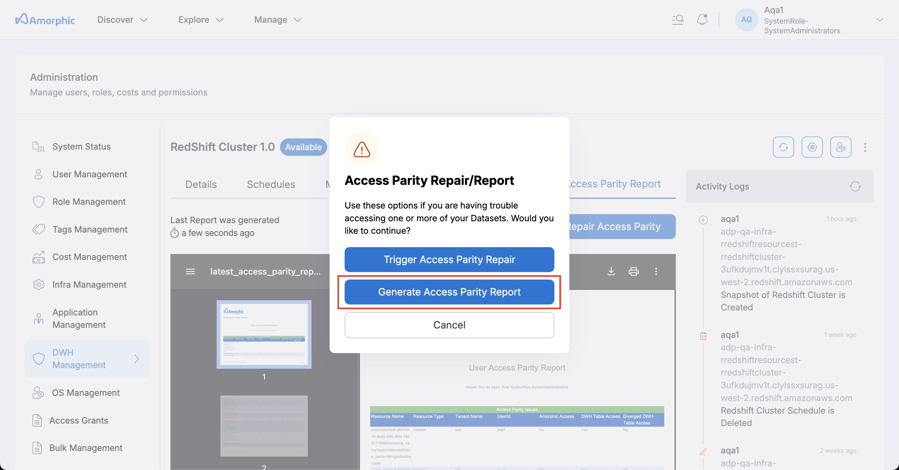 Generate Access Parity Report