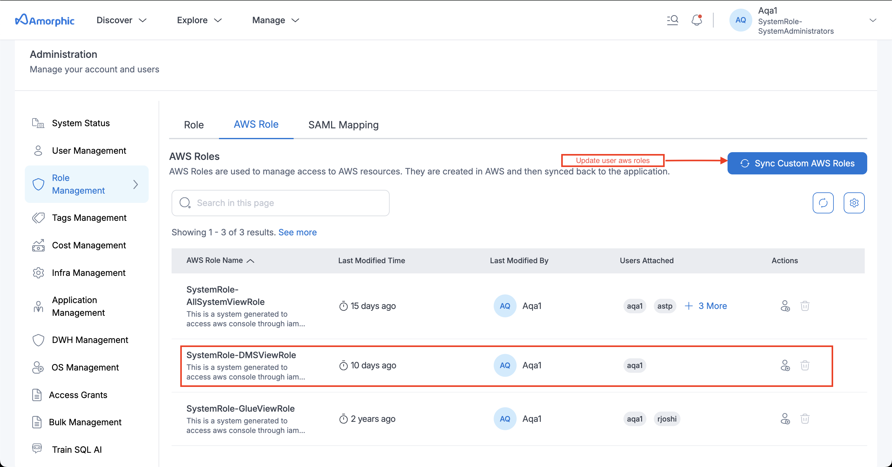 Custom AWS Role