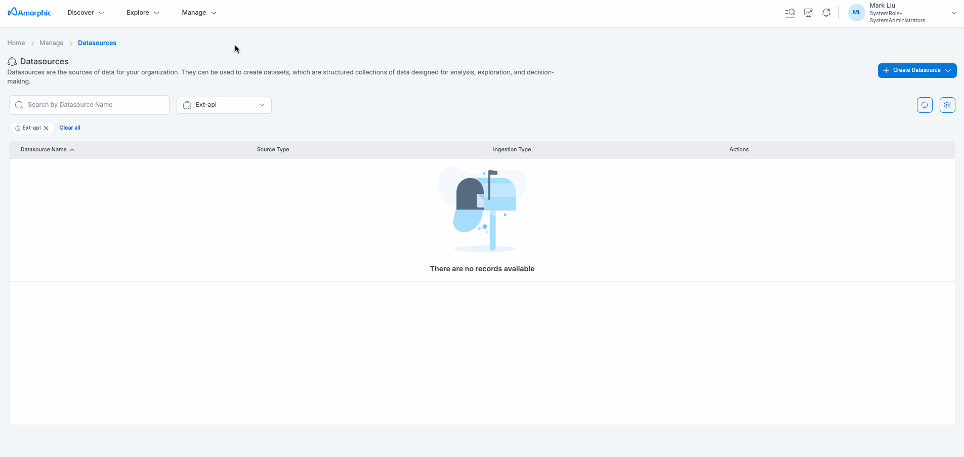 External API datasource creation
