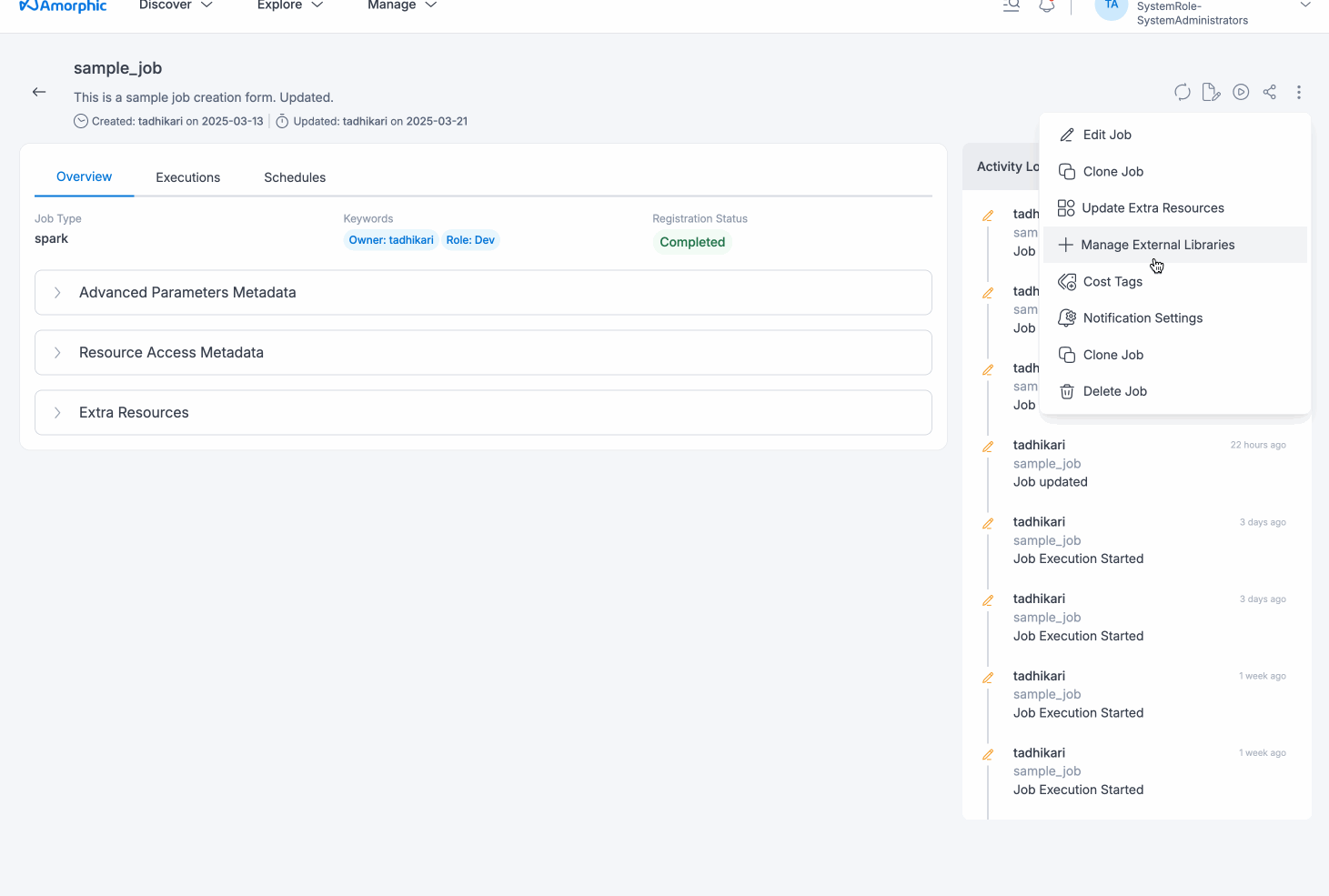 Job external libraries