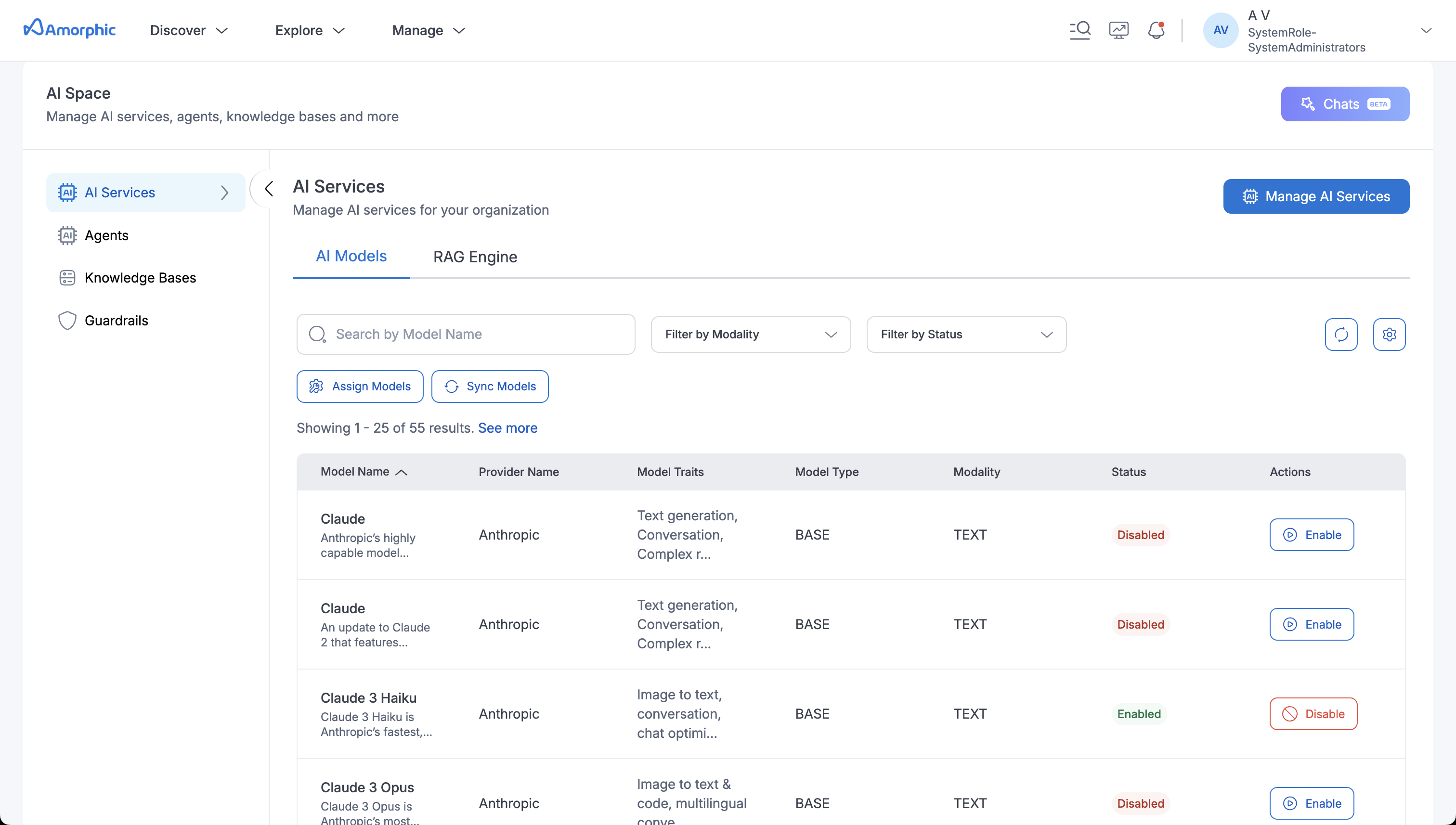Manage AI Services