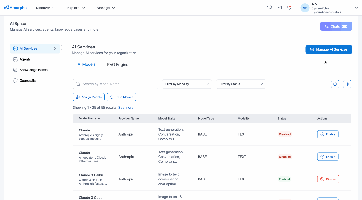 Manage AI Services
