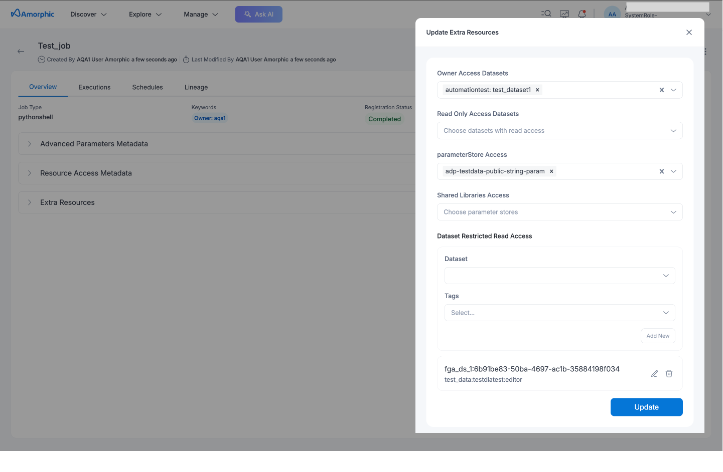 Job extra resource access