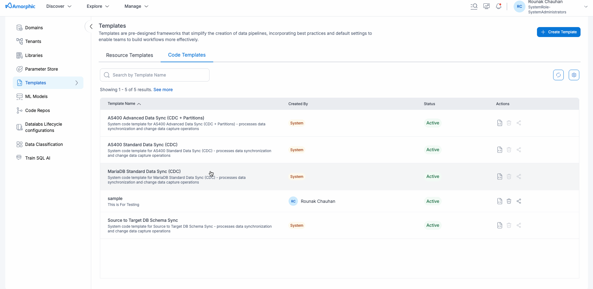 Update code template