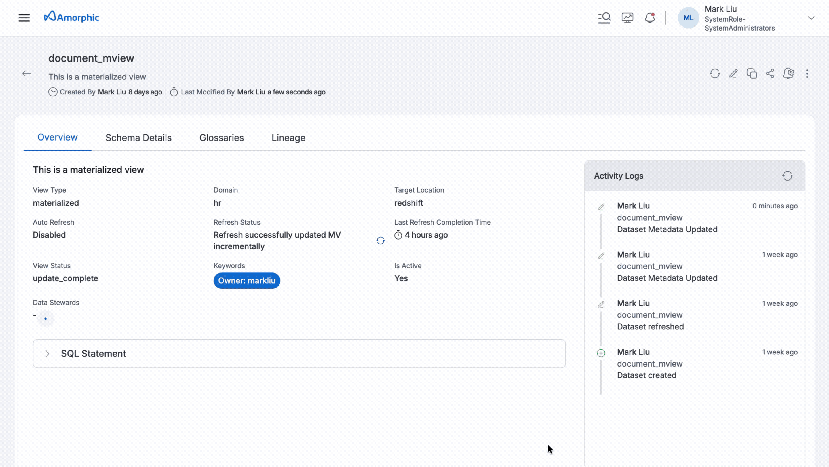 Edit Materialized View