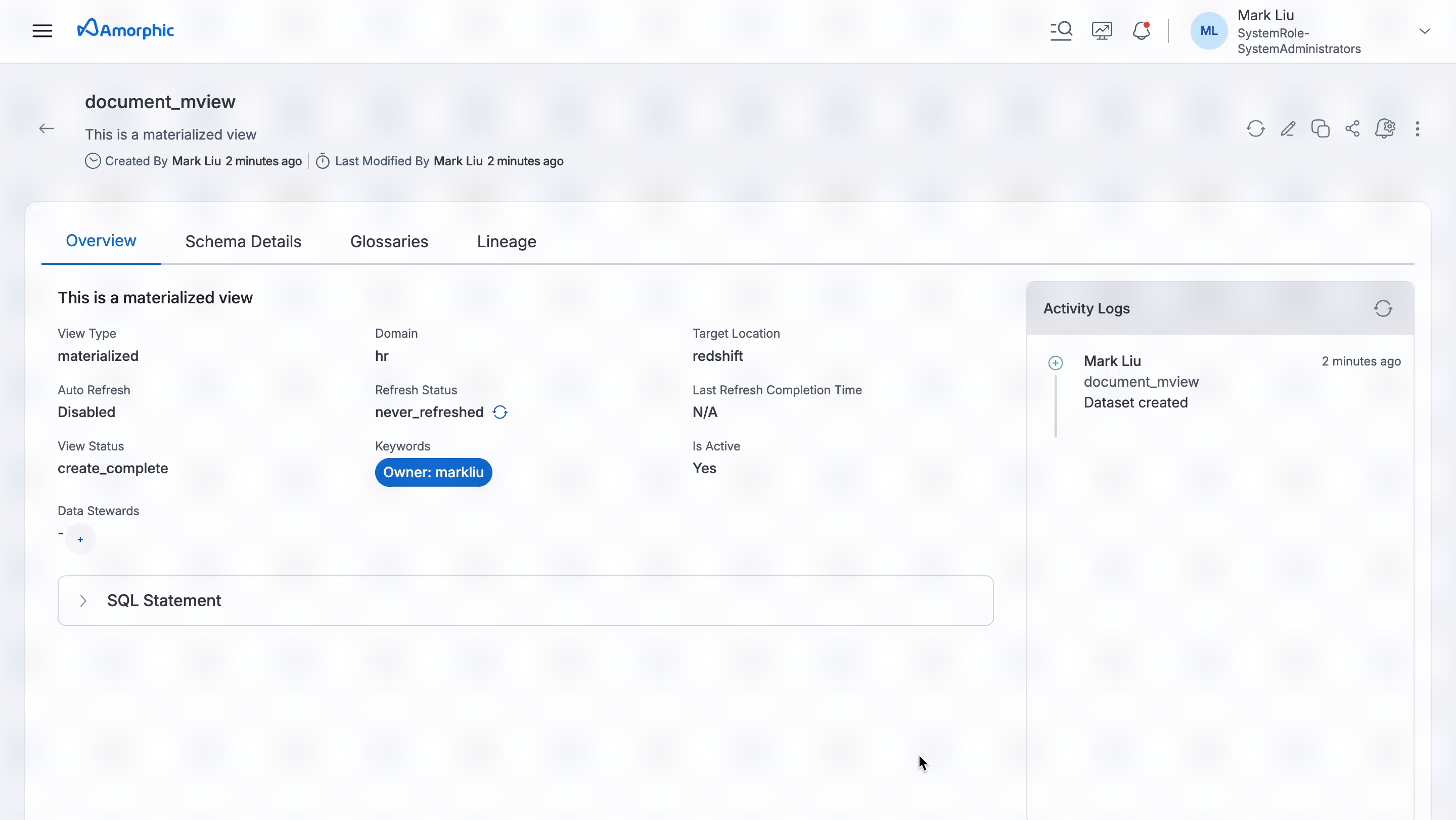 Materialized View_Details