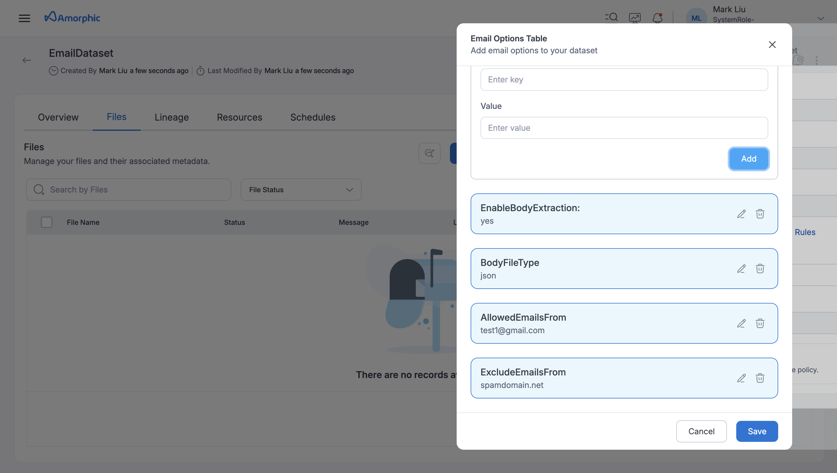 Email Datasource Dataset Creation
