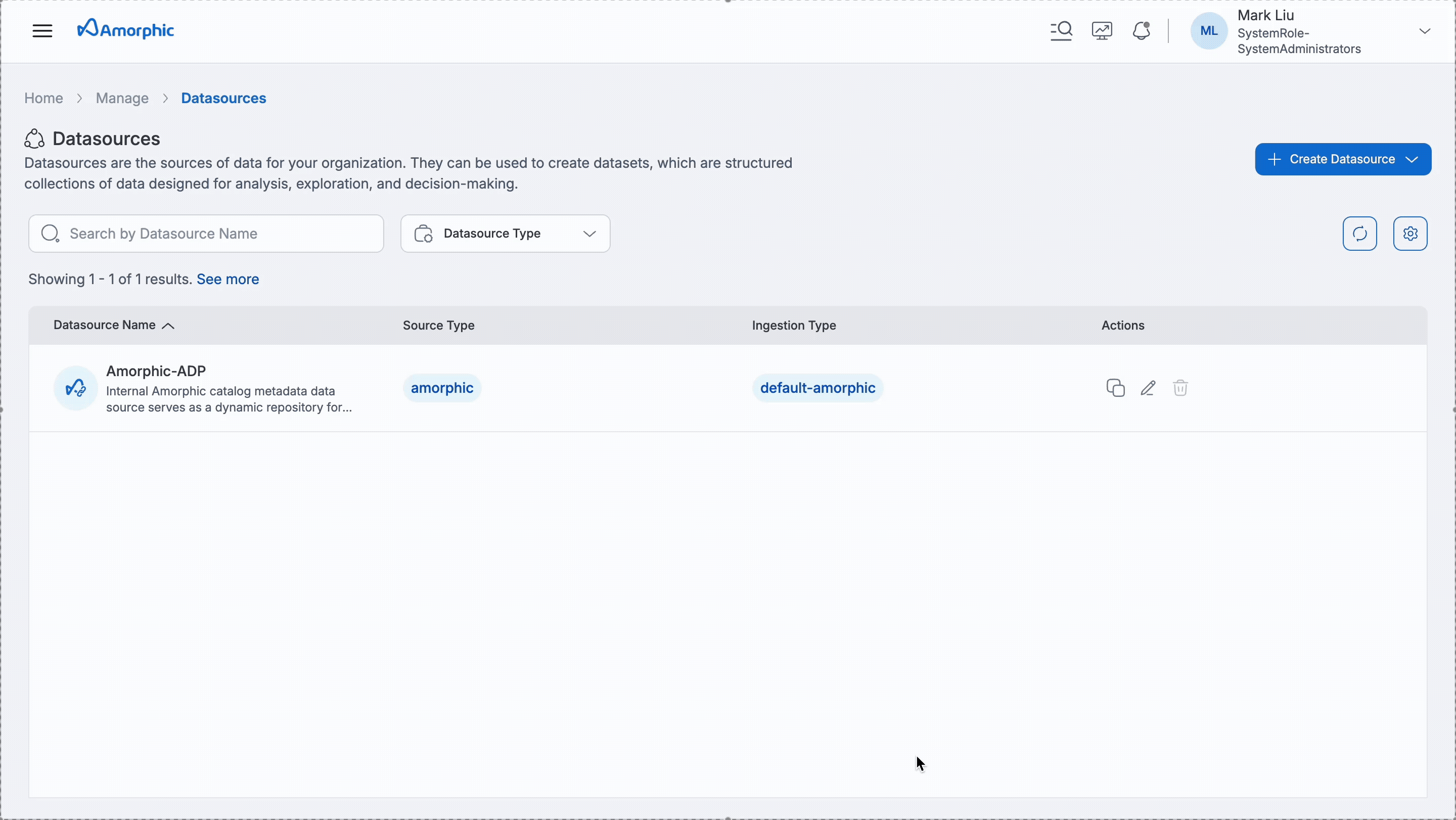 External Amorphic Datasource Creation