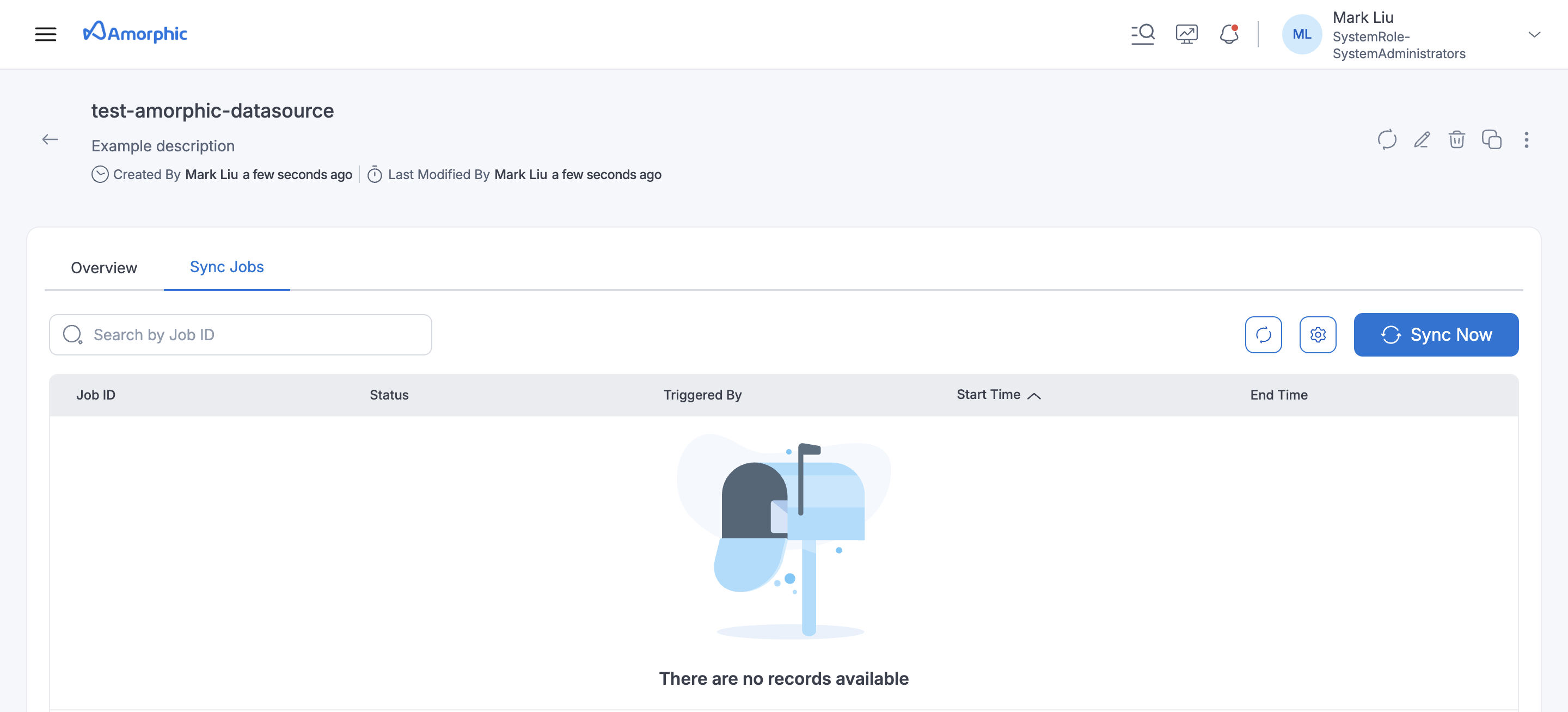 External Amorphic Datasource Sync Jobs