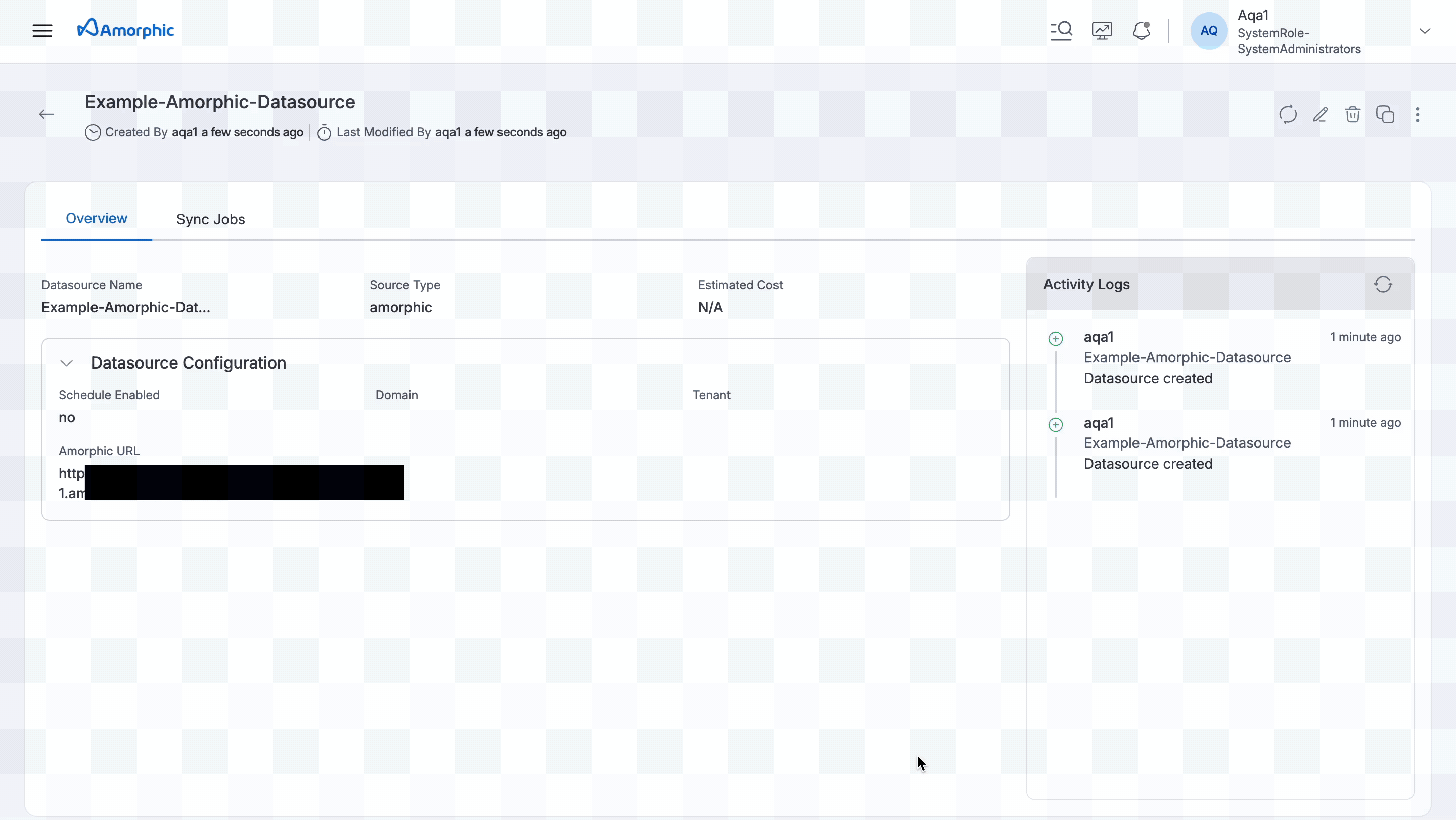 External Amorphic Datasource Updation