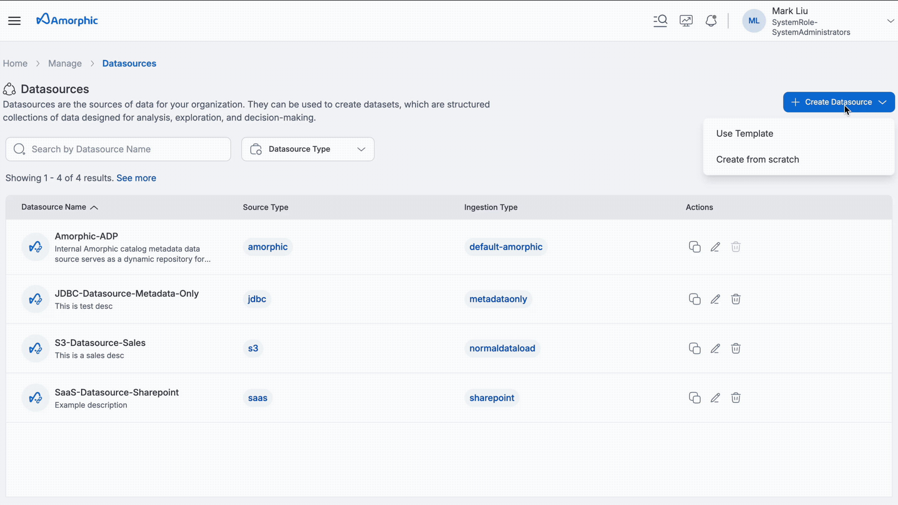 External API datasource creation