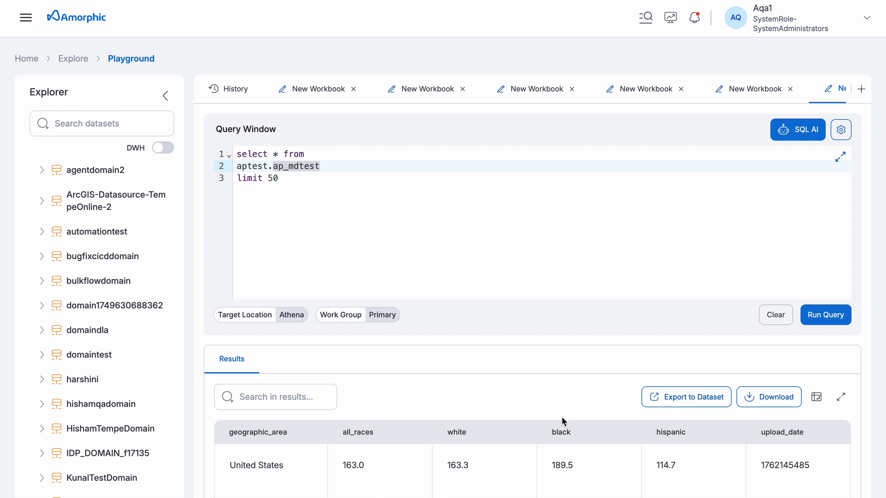 Query Result Actions