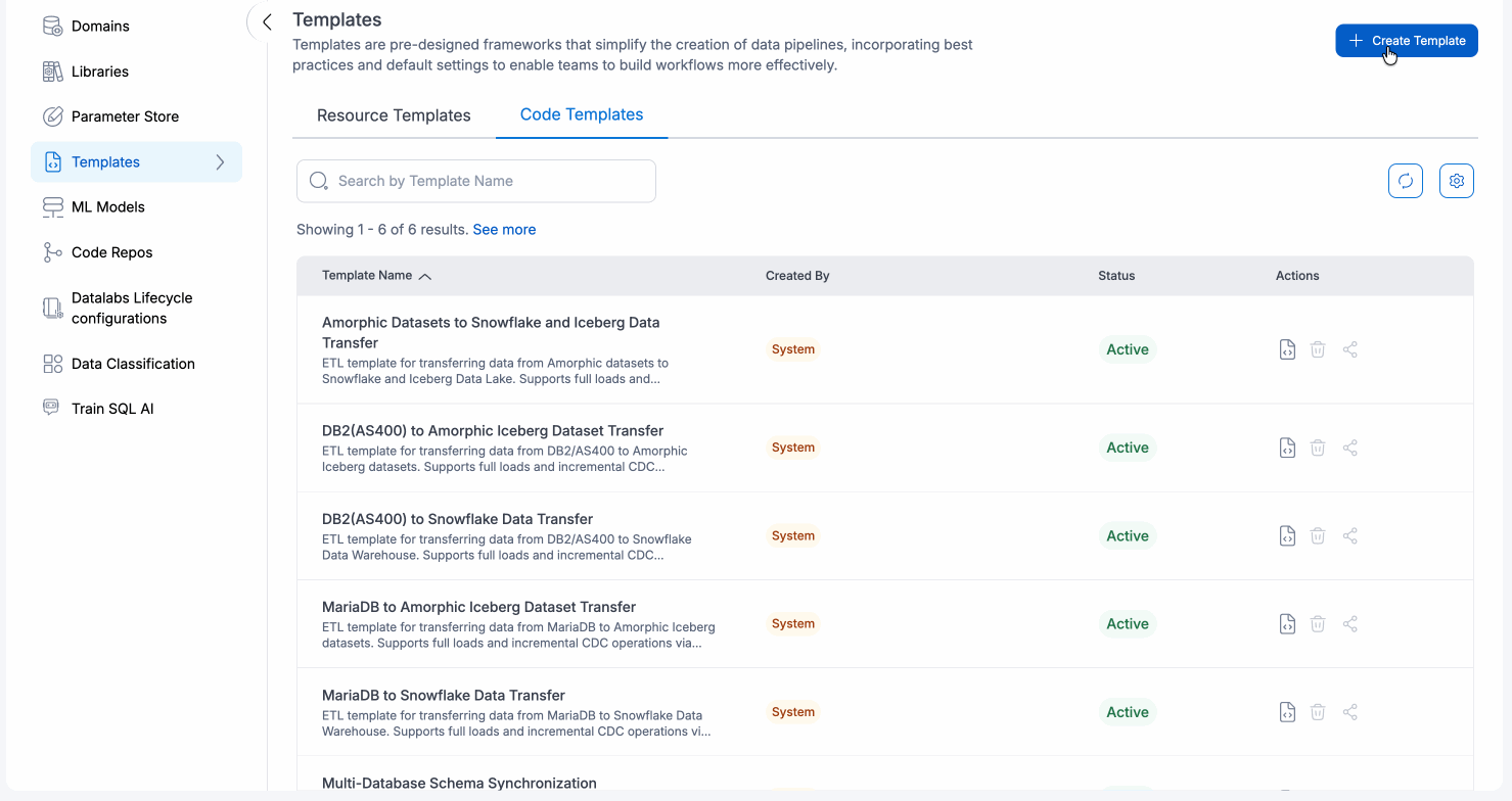 Create code template
