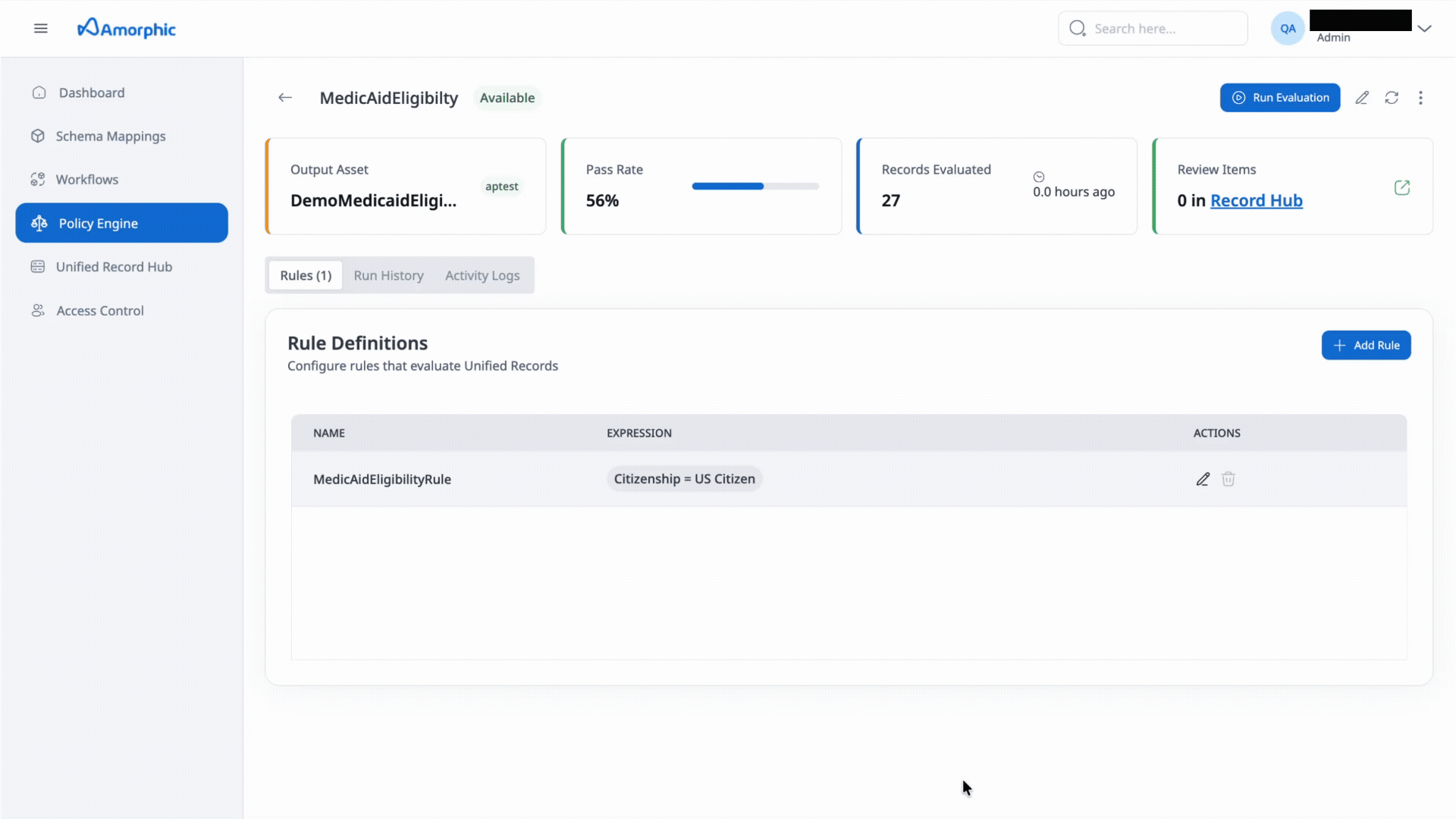 Update policy rule set