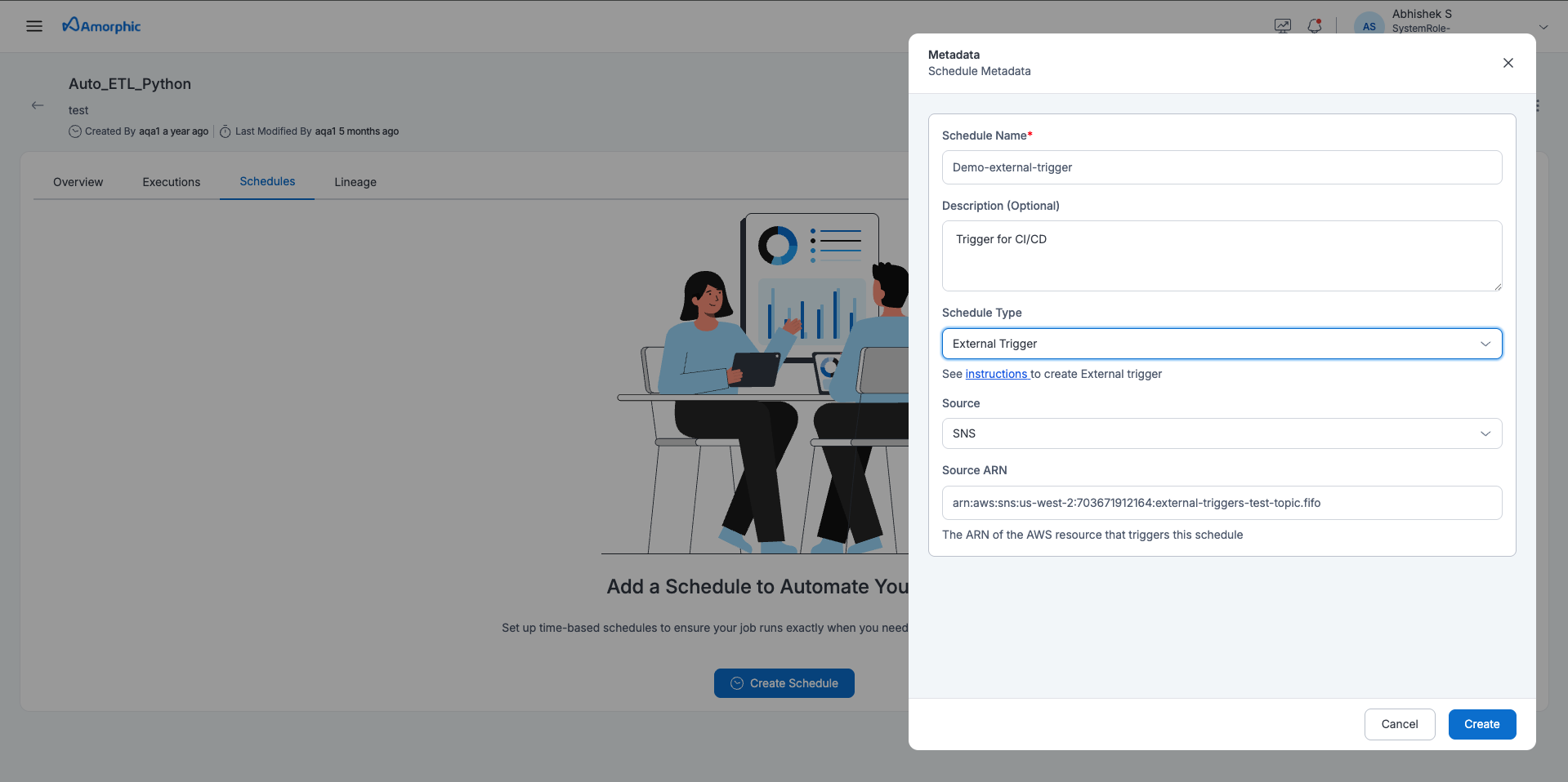 External Trigger Schedule
