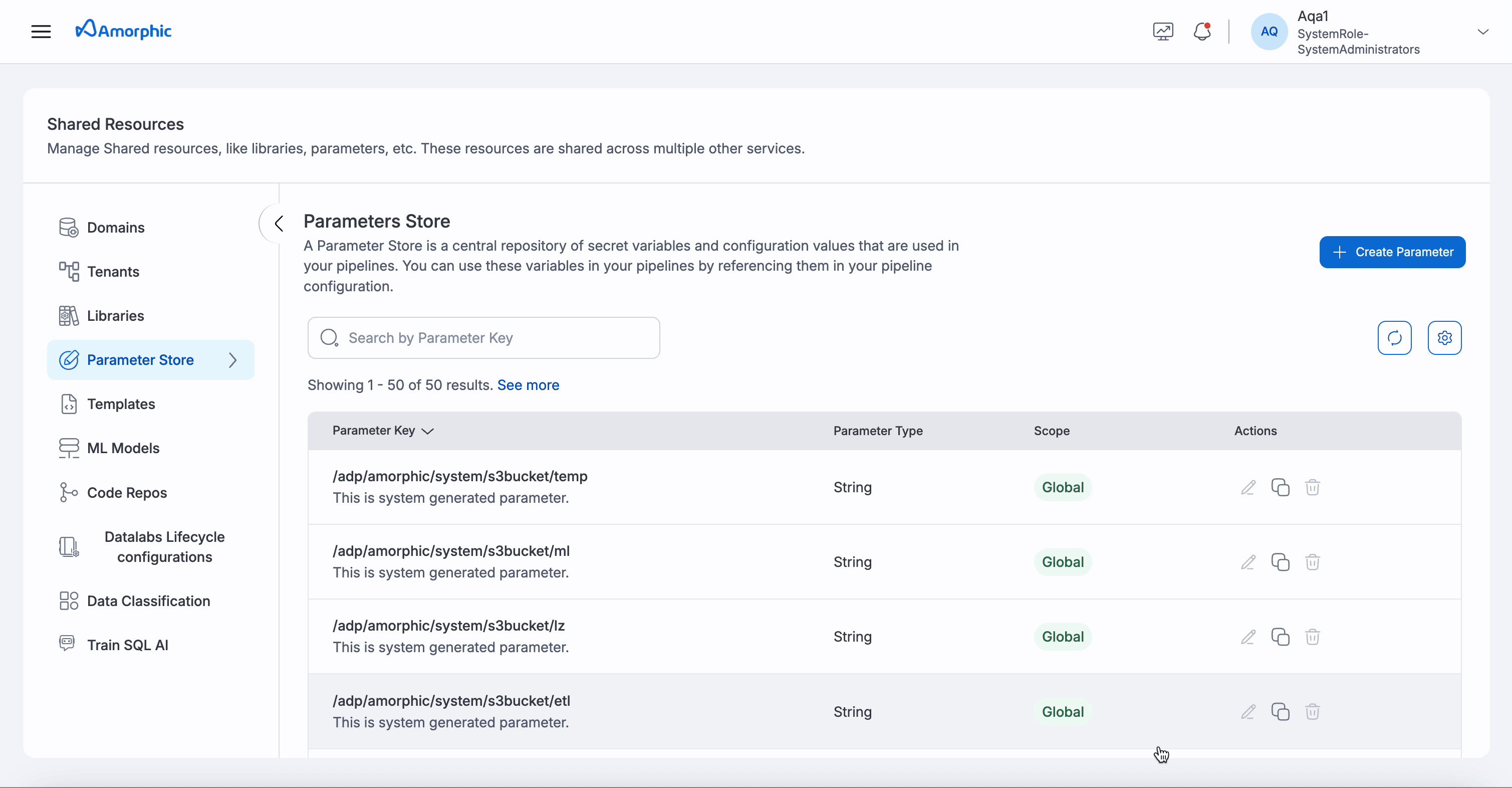 Edit/Delete Parameter