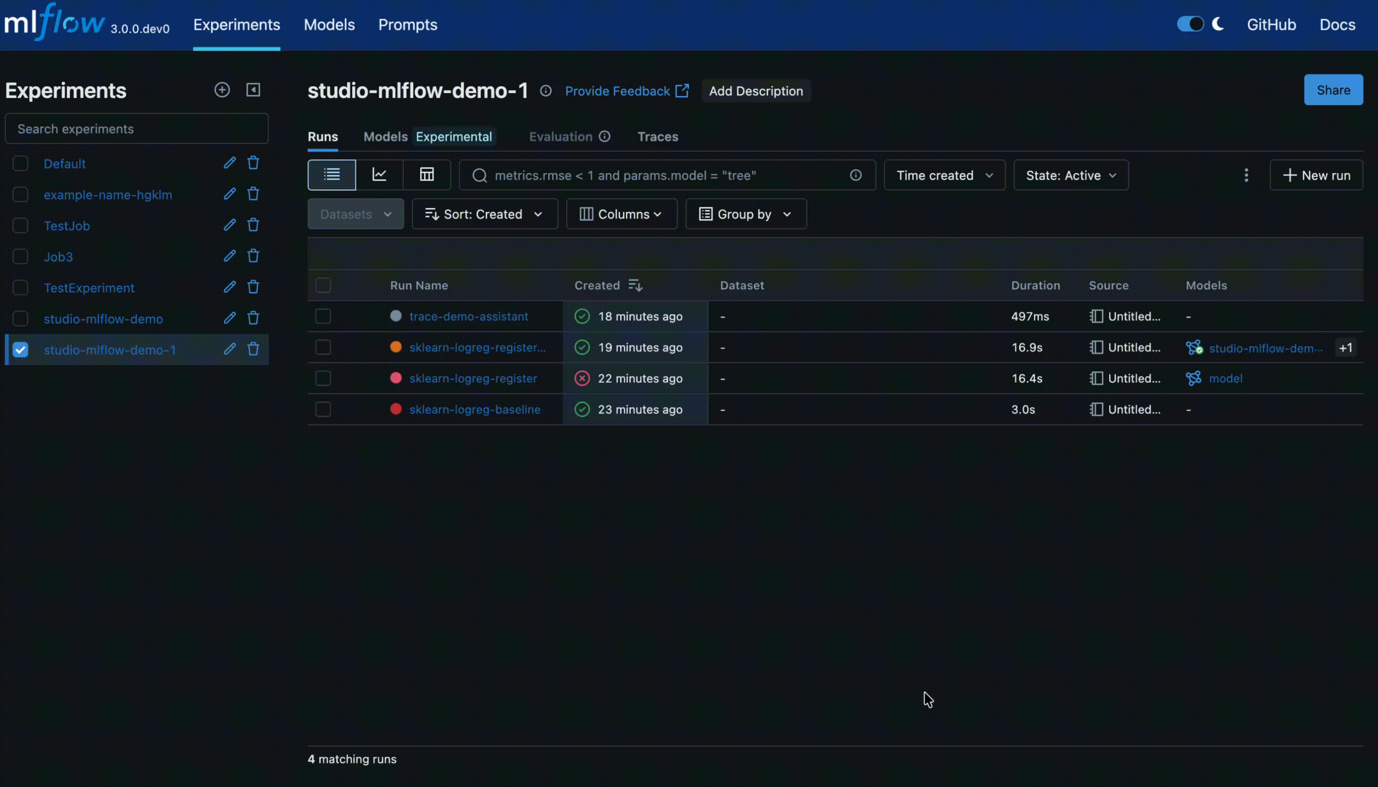 MLflow UI
