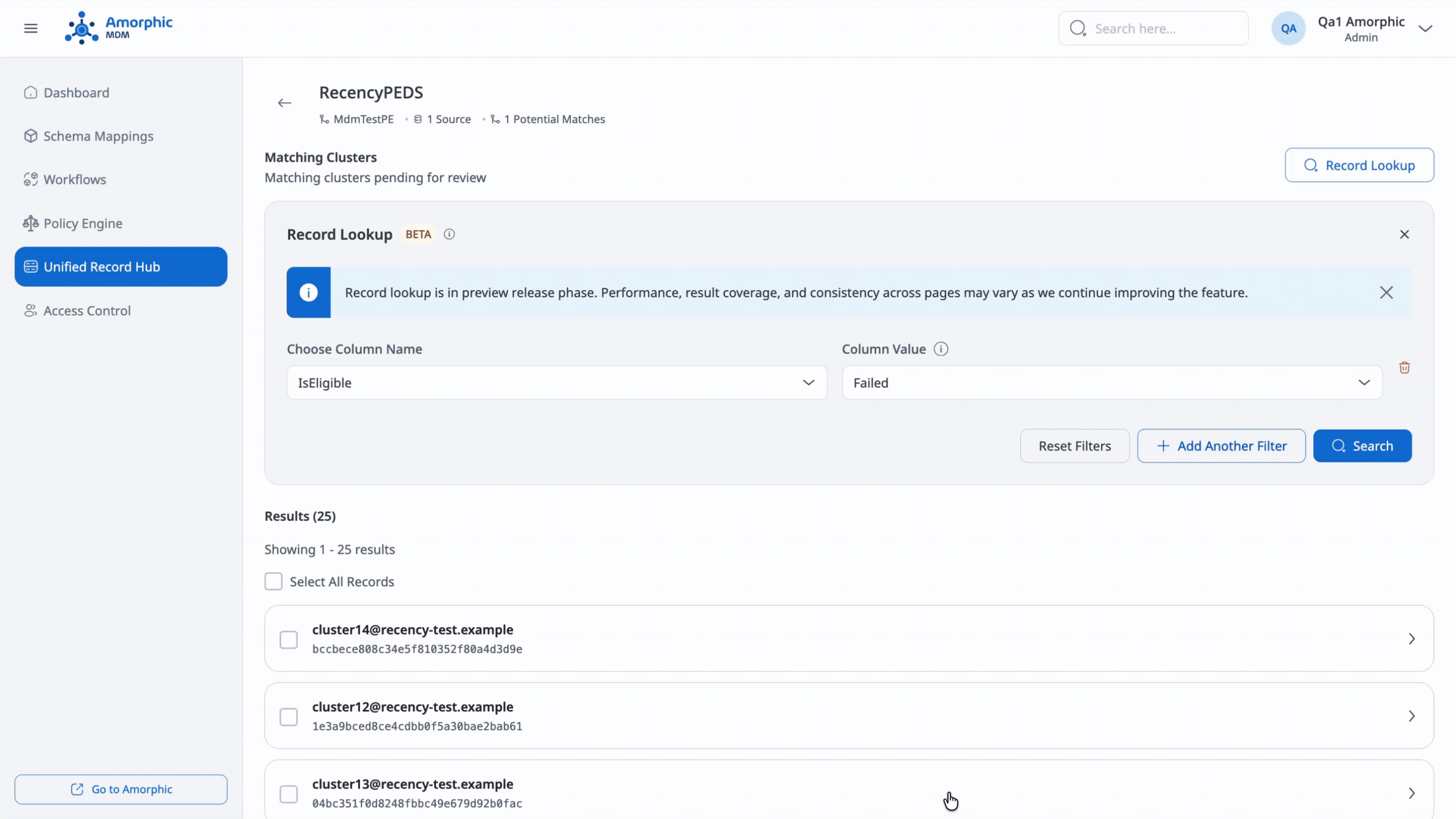 Update policy engine record in UR hub