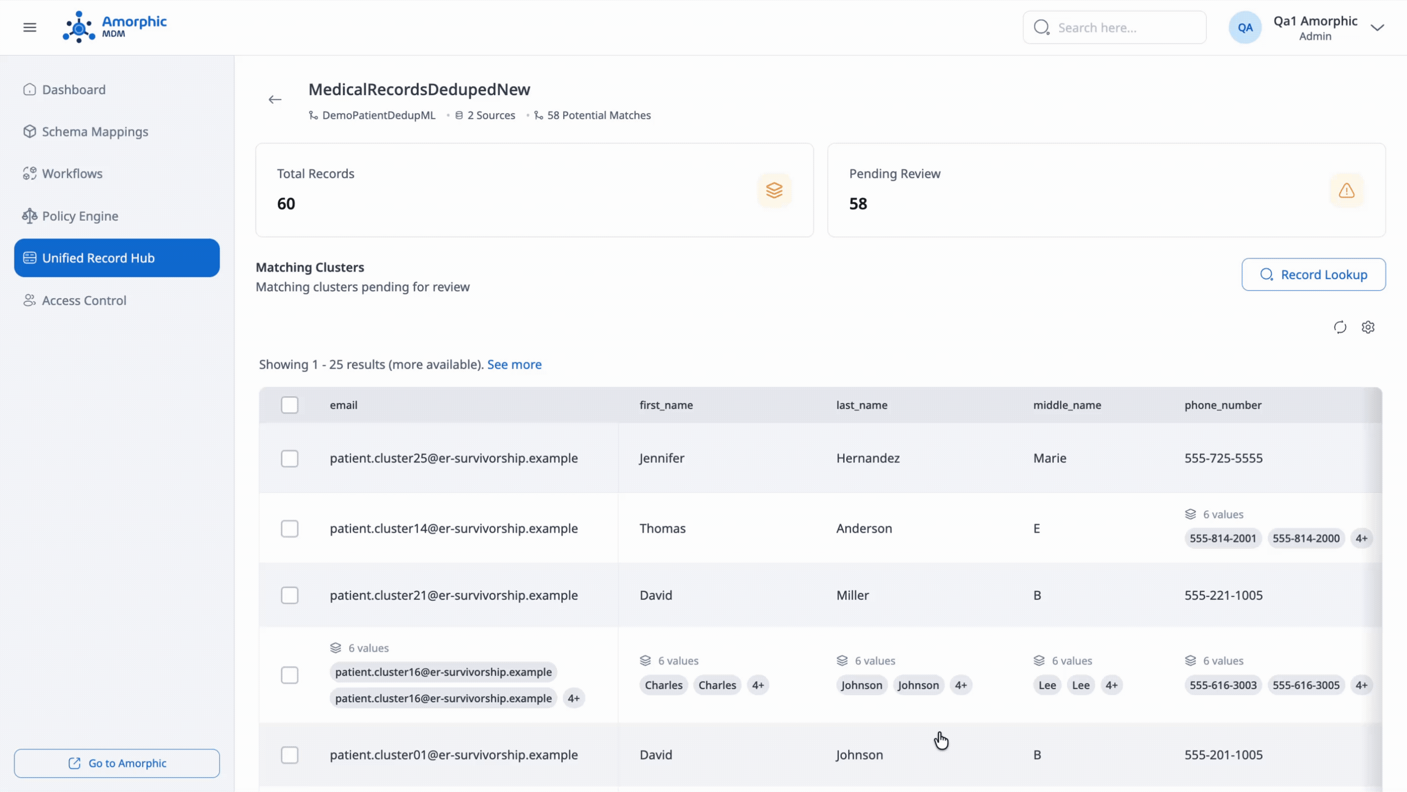 Records search in UR hub