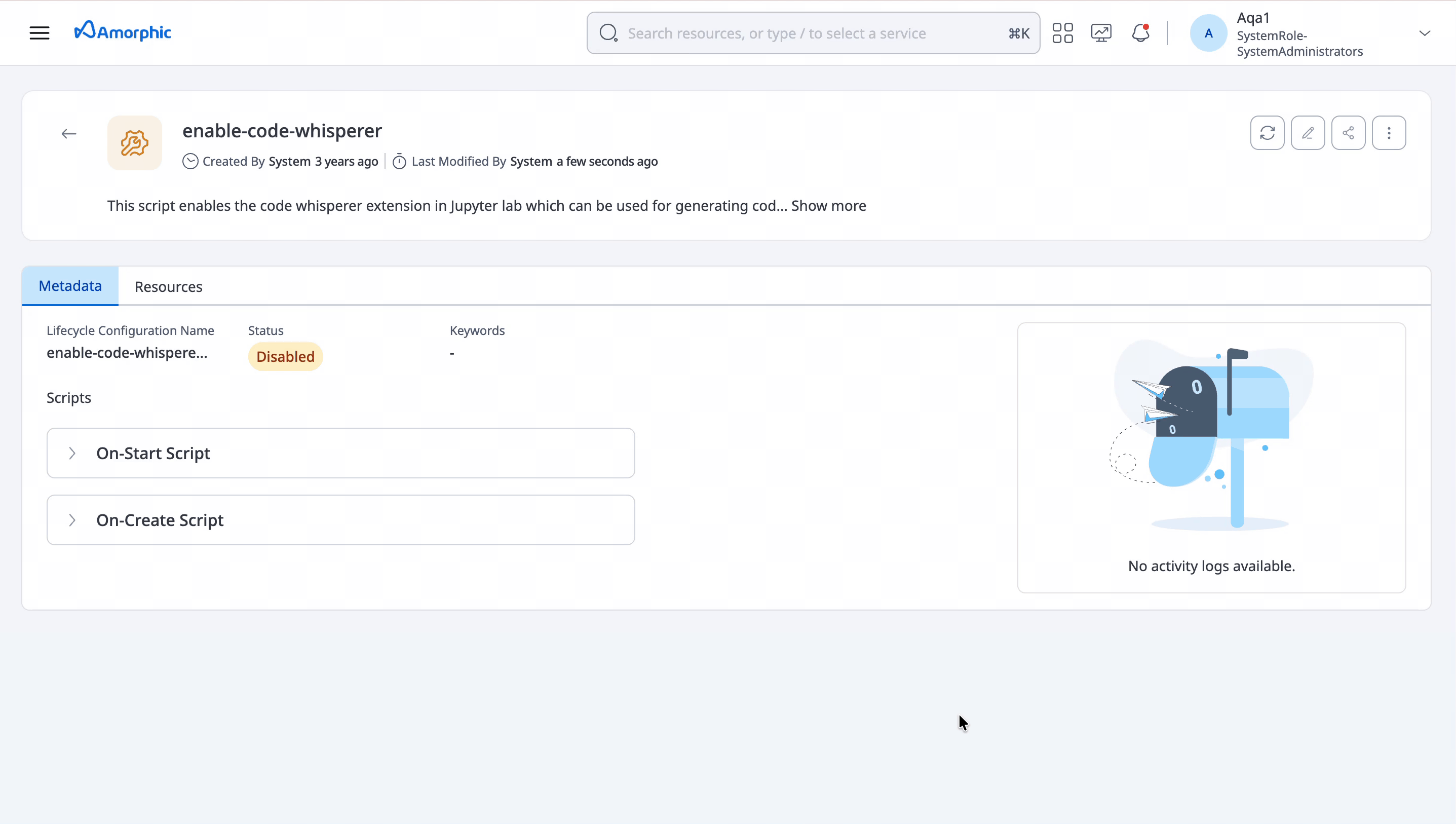 Edit a default Lifecycle Configuration