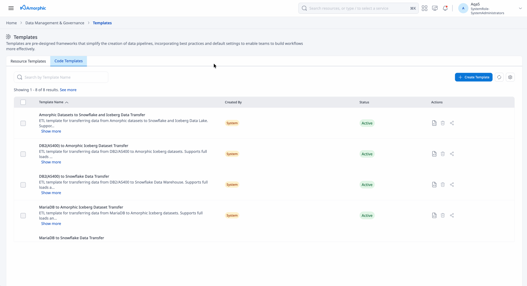 View code template