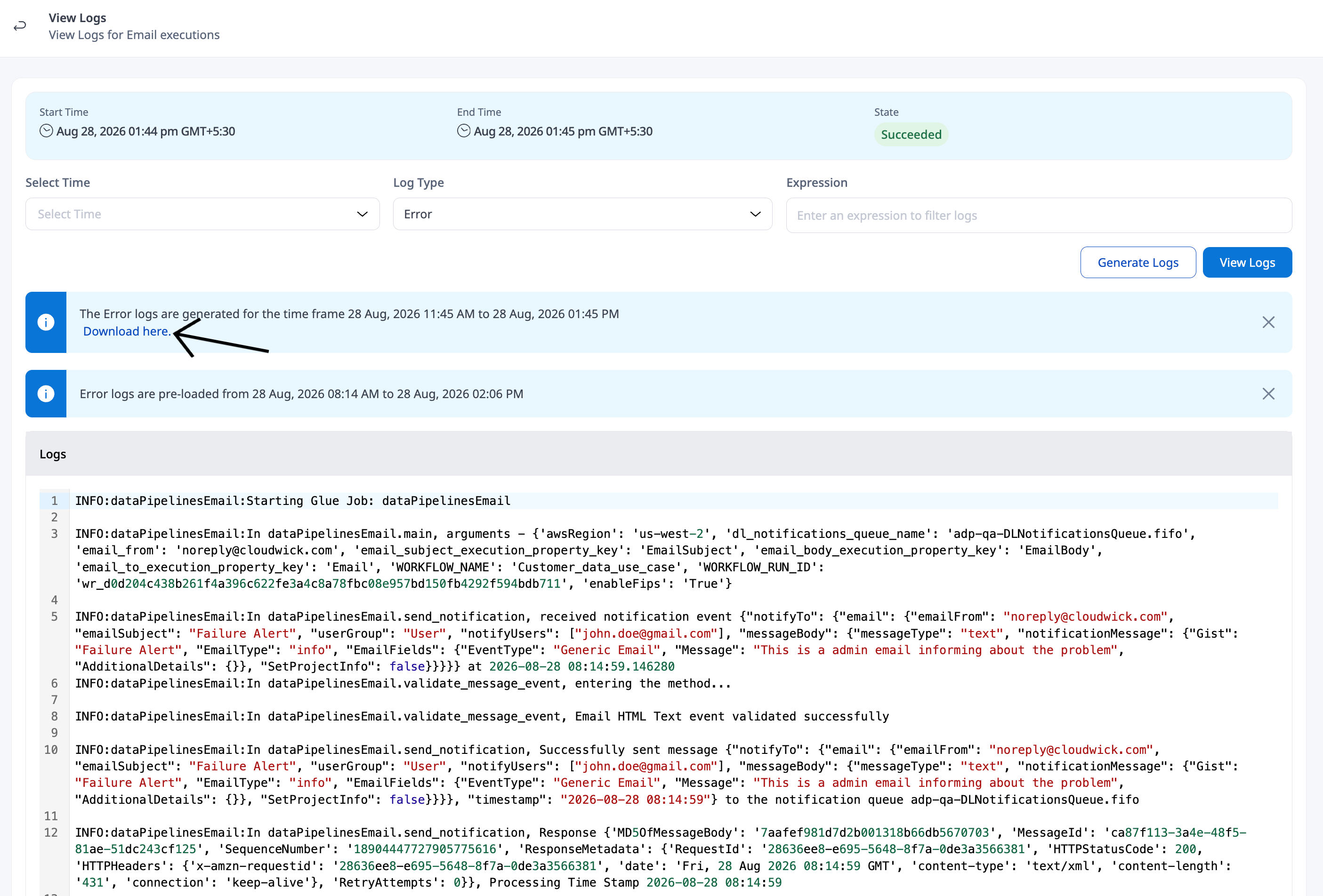 Download logs