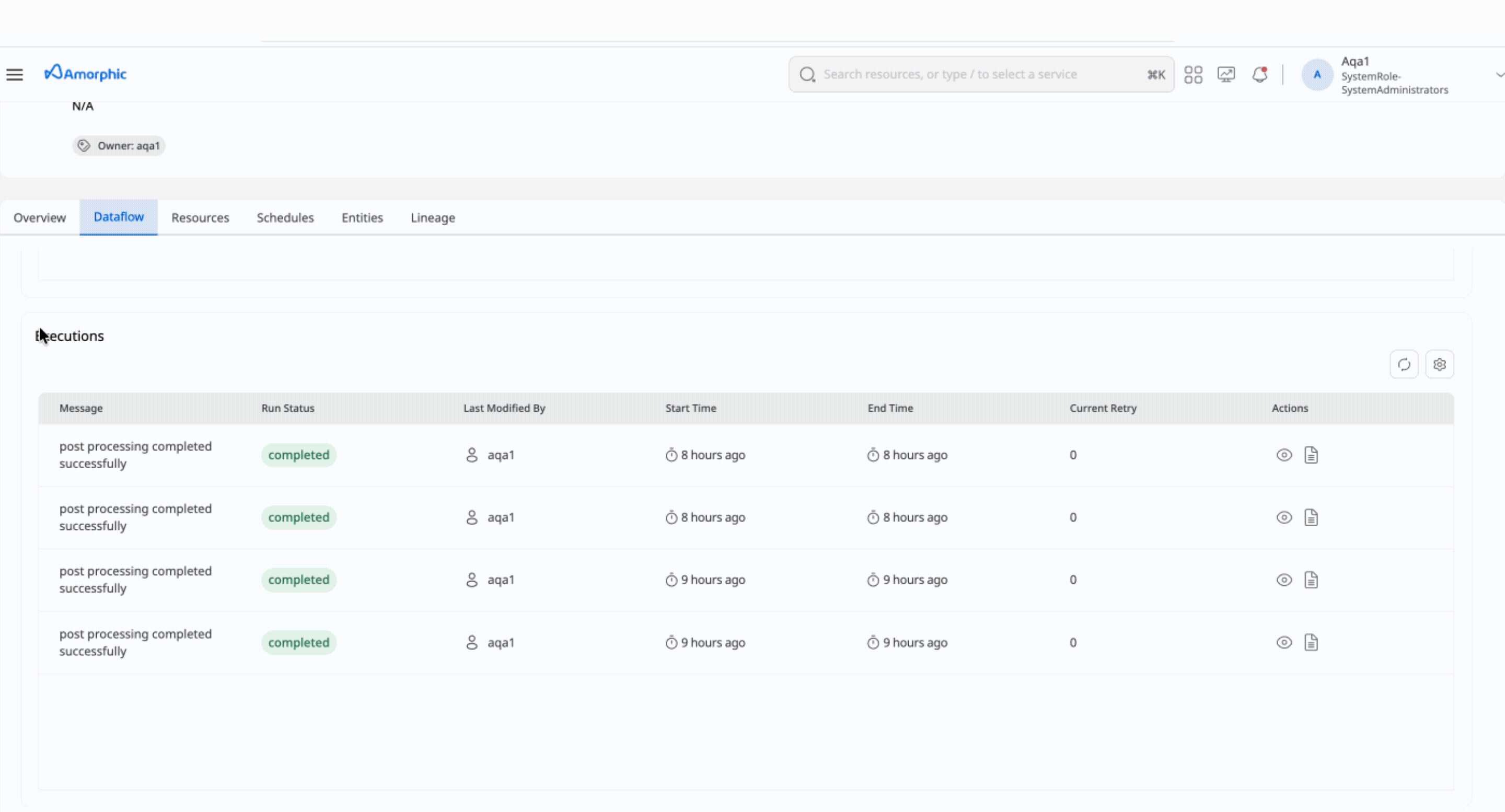 Execution logs for Full Load dataflows