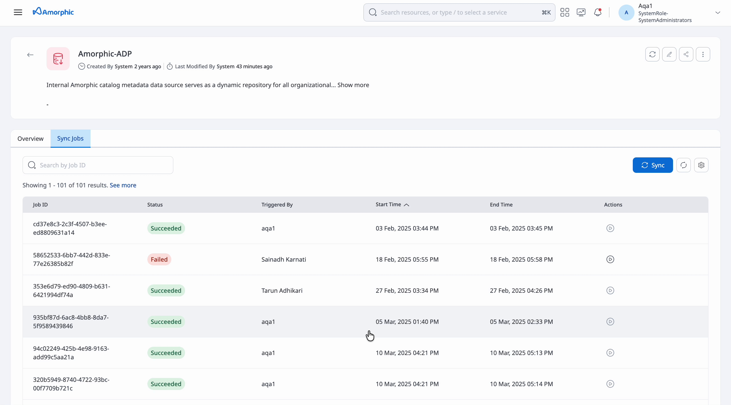 Perform Sync Operation