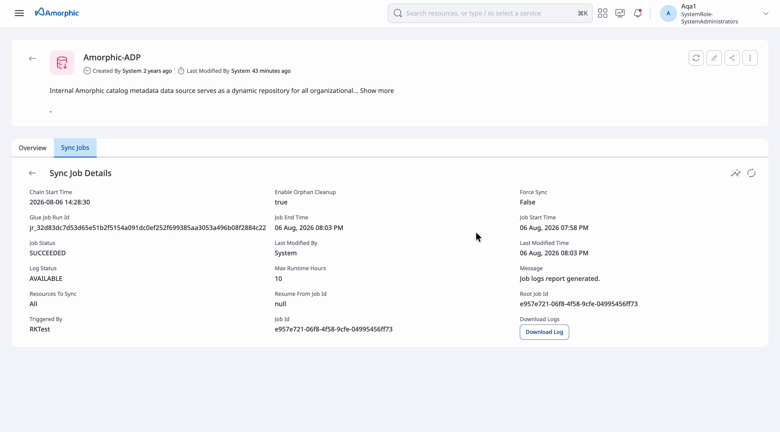Sync Job Metrics